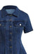 Robe Manches Courtes Boutonné Denim Bleu Années 1950