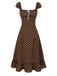 Robe à volants et col carré à pois noir années 1940