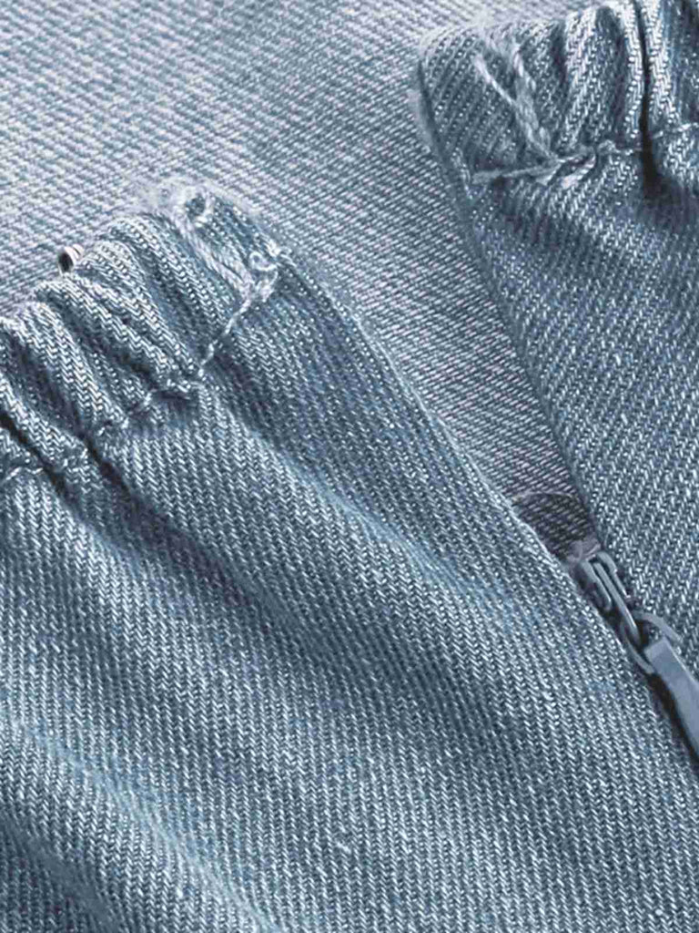 Robe Bleu Claire Bretelles Fines Corset Denim Années 1950