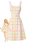 [Prévente] Robe trapèze beige carreaux colorés années 1960