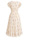 [Pre-Sale] Cream Color 1950s Floral V Neck Ruffle Dress 3