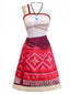 Robe Déguisement Vaiana Moiana Une Épaule Franges Années 70