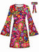 [Prévente] Mini Robe Paisley Psychédélique Manches Évasées Années 1960