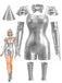 Ensemble body argenté métallique brillant et futuriste d’Halloween années 1950