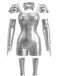 Ensemble body argenté métallique brillant et futuriste d’Halloween années 1950