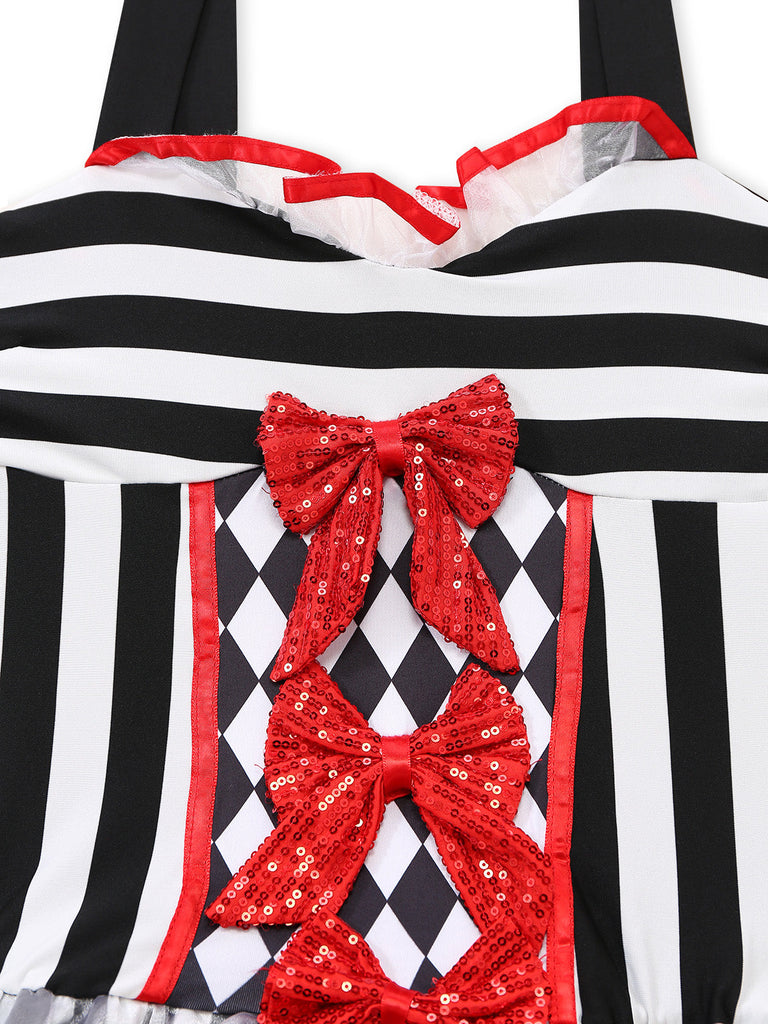 Ensemble robe costume d’Arlequin bouffon d’Halloween années 1980