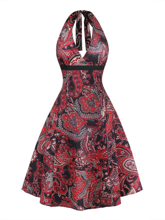 Robe Rouge Cachemire Dos Nu Ligne A Années 1970 2