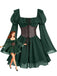 Robe Halloween Col Carré Flare Manches Ceinturé Umbrella Années 1950
