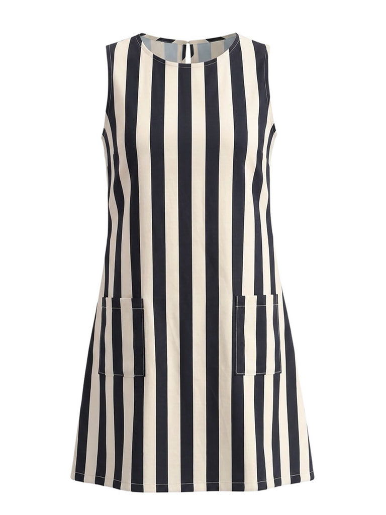 Robe Sans Manches Rayures Verticales Années 1960