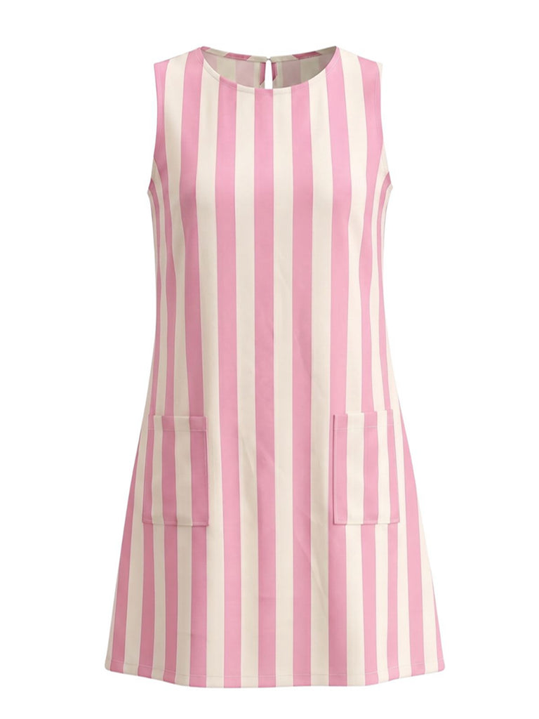 Robe Sans Manches Rayures Verticales Années 1960