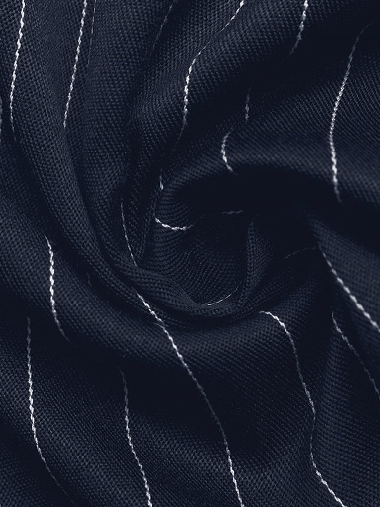 Navy Blue 1960s Striped Vintage Classic Dress 3