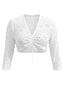 [Prévente] Top court blanc transparent dentelle col V et détails froncés années 50