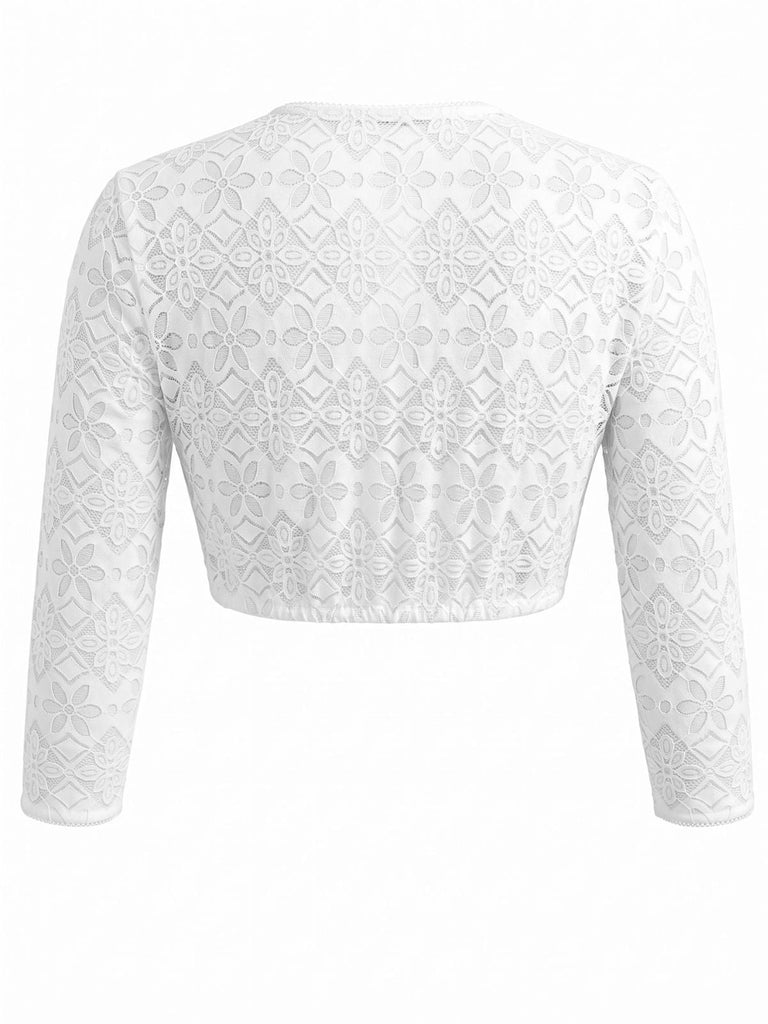 Robe à Col Carré en Velours à Pois et Tablier et Top en Dentelle Prune Années 1950
