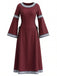 Robe médiévale Renaissance à col rond et manches cloche années 1930