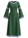 Robe médiévale Renaissance à col rond et manches cloche années 1930