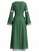 Robe médiévale Renaissance à col rond et manches cloche années 1930
