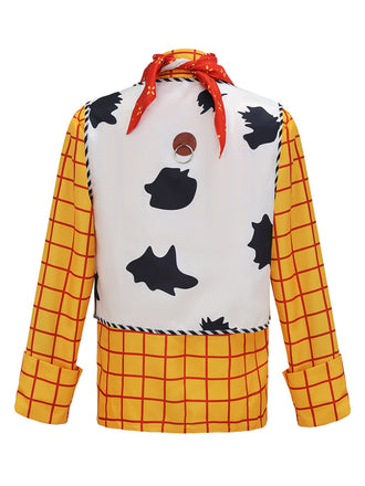 Chemise de cowgirl shérif à carreaux avec gilet pour Halloween années 1980