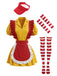 Ensemble costume rayé de serveuse fast-food à volants et tablier Années 1980