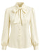 [Prévente] Blouse crème à col lavallière et manches longues Années 1940