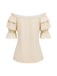 [Prévente] Tops Beige Convertible Off‑Shoulder Dentelle Volant Années 1970