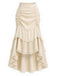 [Prévente] 2PCS Beige Off‑Shoulder Dentelle Volant Top et Asymétrique Jupe Années 1970