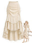 [Prévente] Jupe Beige Dentelle Asymétrique Taille Haute Années 1970