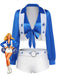 3PCS Bleu et Blanc Star Imprimé Cheerleader Top et Shorts et Vest