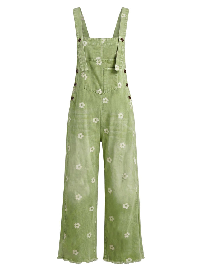 1940s Floral Denim Patchwork Classic Jumpsuit 6