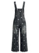 Salopette verte à Jambes Larges Florale Denim Années 1940
