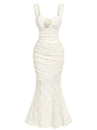 White 1930s Mermaid Bodycon Classic Dress 2