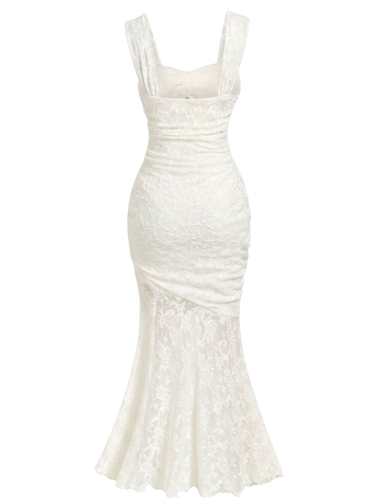White 1930s Mermaid Bodycon Classic Dress 3