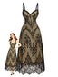 Robe dentelle florale fines bretelles années 1970