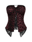 Haut Bustier Dentelle Imprimé Léopard Bordeaux Années 1970