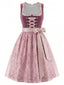 [Prévente] Robe rose foncé motifs floraux encolure carrée et tablier sequins années 50