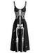 Robe noire d’Halloween à fines bretelles et motif squelette années 1930