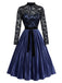 [Prévente] Robe bleu royal à corsage en dentelle transparente et jupe plissée années 1950