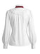 [Prévente] Ensemble 2PCS blouse blanche en dentelle à col volanté et jupe marron plissée à carreaux années 1940