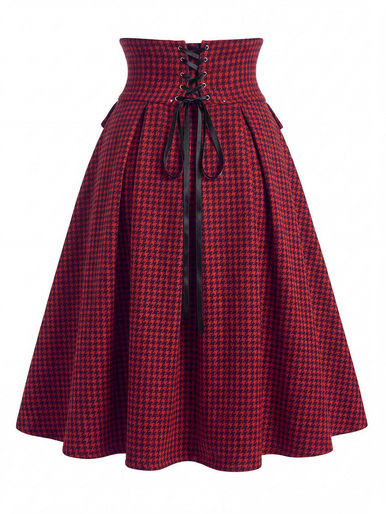 [Prévente] Ensemble 2PCS chemise à taches de sang et jupe pied-de-poule taille haute années 1940