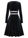 [Prévente] Robe noire en velours à col V et taille argentée années 1980