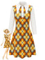 [Prévente] Robe orange à fleurs et coupe évasée années 1960