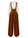 [Prévente] Ensemble 2PCS pantalon sarouel marron clair en velours à bretelles et blouse blanche années 1970