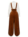 [Prévente] Ensemble 2PCS pantalon sarouel marron clair en velours à bretelles et blouse blanche années 1970