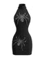Robe Moulante Col Licou Halloween Araignée Années 1960