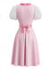 Robe de cosplay à fleurs, manches bouffantes et cœur appliqué années 1950