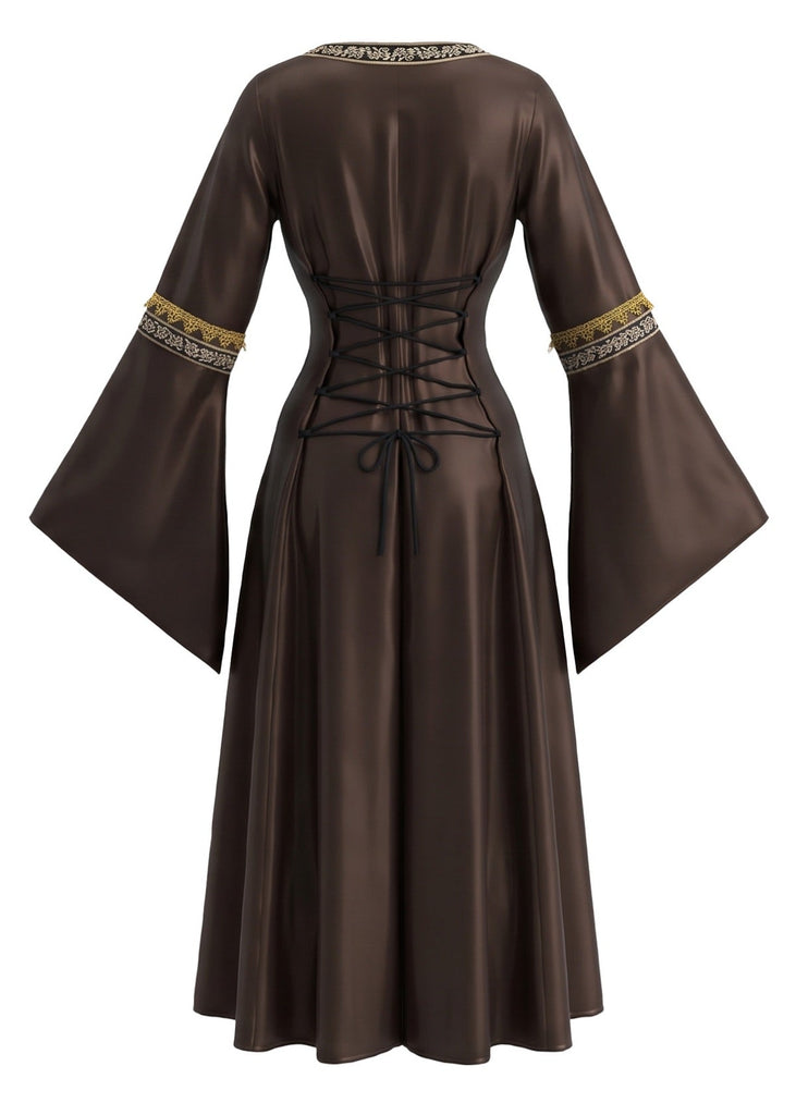 Robe longue de déguisement d’Halloween à liens style cour médiévale Années 1980 - 4