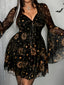 [Grande Taille] Robe Punk noire à imprimé soleil années 1980