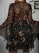 [Grande Taille] Robe Punk noire à imprimé soleil, résille et manches longues années 1980