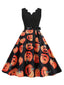 Robe évasée sans manches pour Halloween col pétales années 50