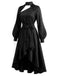 [Prévente] Ensemble 2PCS robe gothique noire asymétrique à nœud avec superposition amovible années 1940