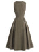 [Prévente] Robe marron sans manches à col V et boutons années 1940